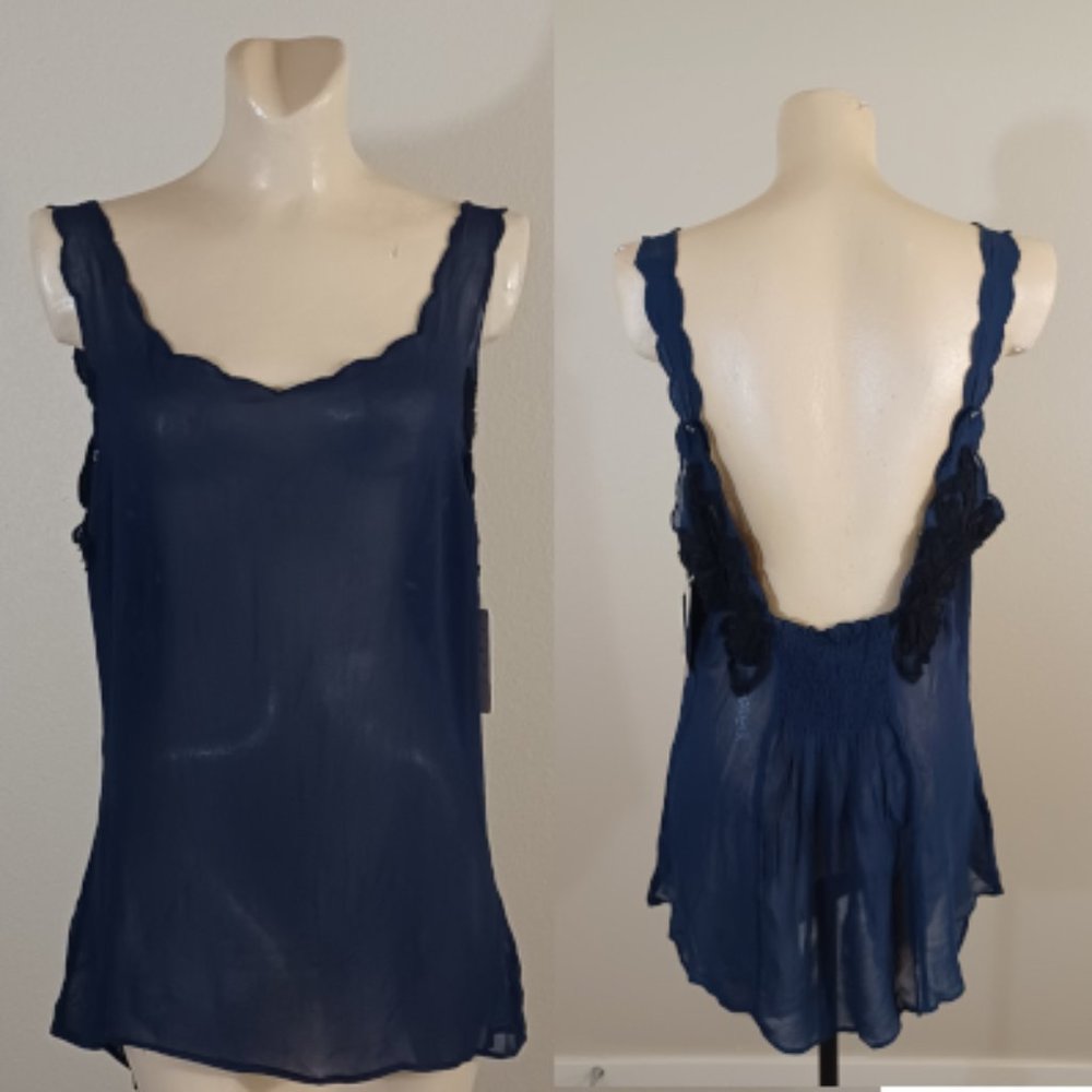 New Tag Free People Romantics Blue Moon Sexy Intimately Applique Top L Nordstrom